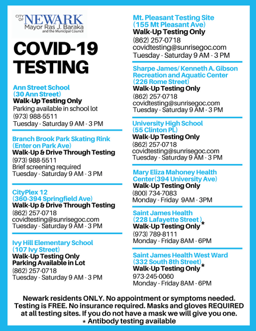 News COVID19 Testing Sites for Newark Residents